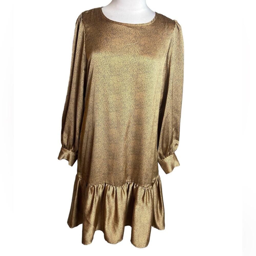 Molly Bracken satin drop hem animal print dress Sz S